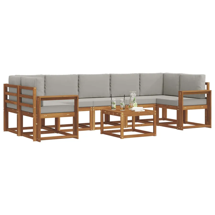 Ensemble de canapés d'extérieur 8 pcs Gris Naturel et Clair - 3
