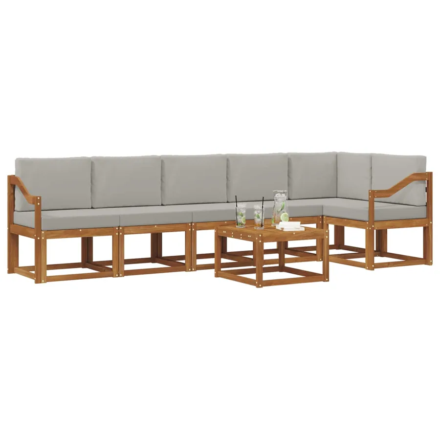 Ensemble de canapés d'extérieur 7 pcs Gris Naturel et Clair - 3