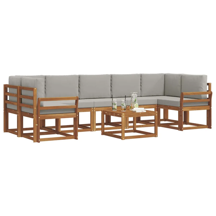 Ensemble de canapés d'extérieur 8 pcs Gris Naturel et Clair - 3