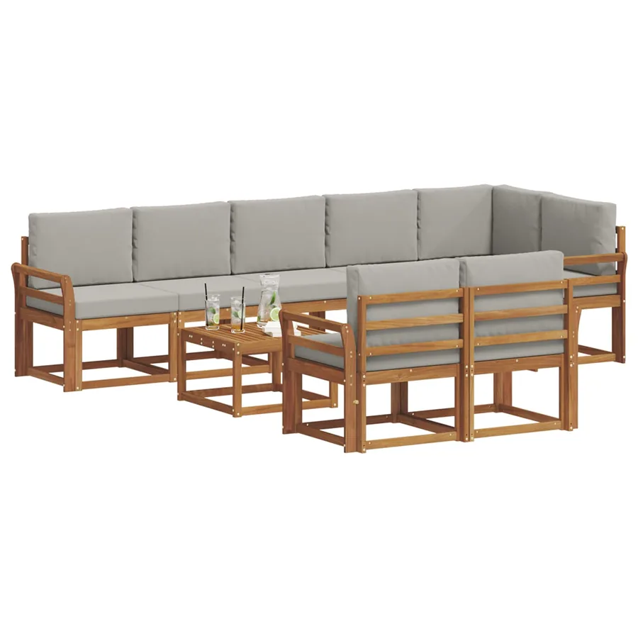 Ensemble de canapés d'extérieur 9 pcs Gris Naturel et Clair - 3