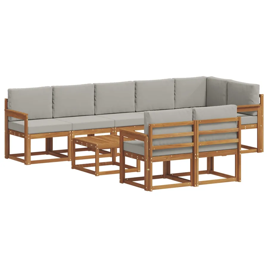 Ensemble de canapés d'extérieur 9 pcs Gris Naturel et Clair - 2