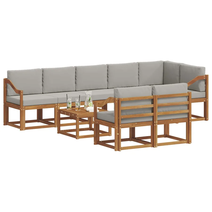 Ensemble de canapés d'extérieur 9 pcs Gris Naturel et Clair - 3