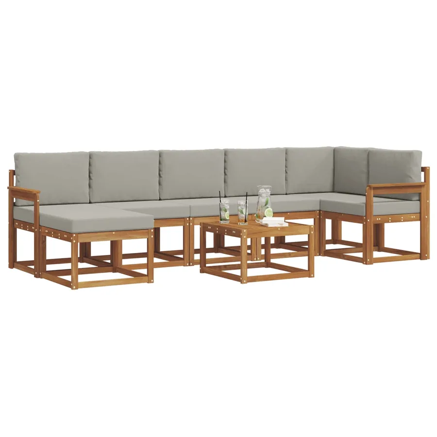 Ensemble de canapés d'extérieur 8 pcs Gris Naturel et Clair - 3