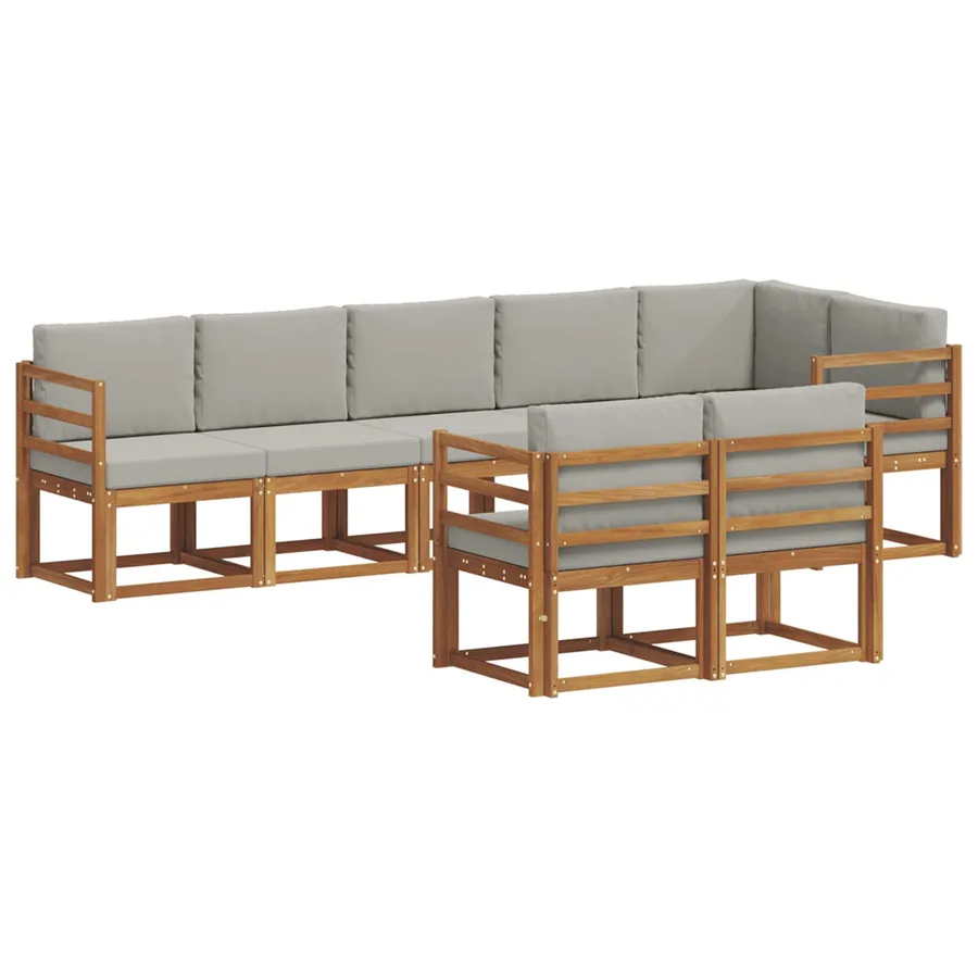 Ensemble de canapés d'extérieur 8 pcs Gris Naturel et Clair - 2