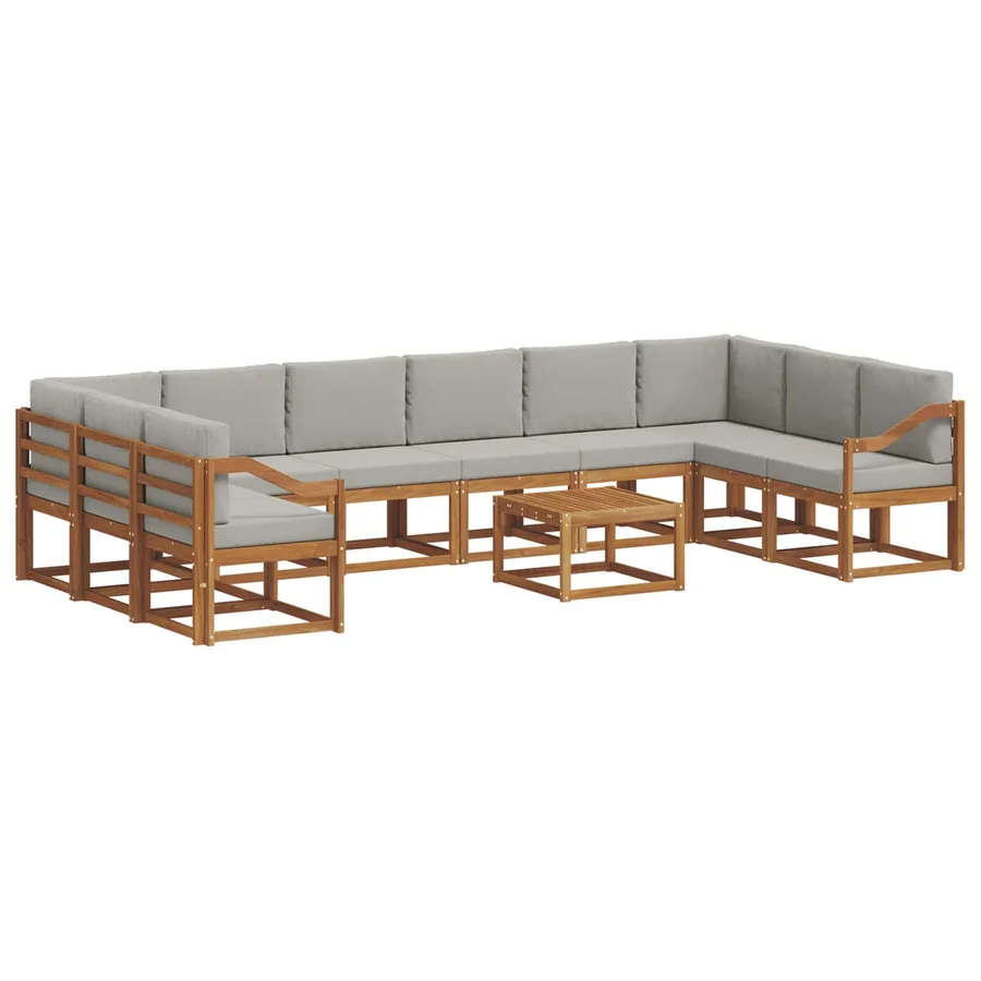 Ensemble de canapés d'extérieur 11 pcs Gris Naturel et Clair - 2