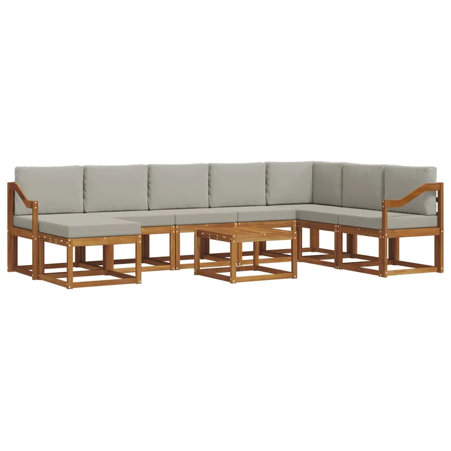 Ensemble de canapés d'extérieur 9 pcs Gris Naturel et Clair - 2