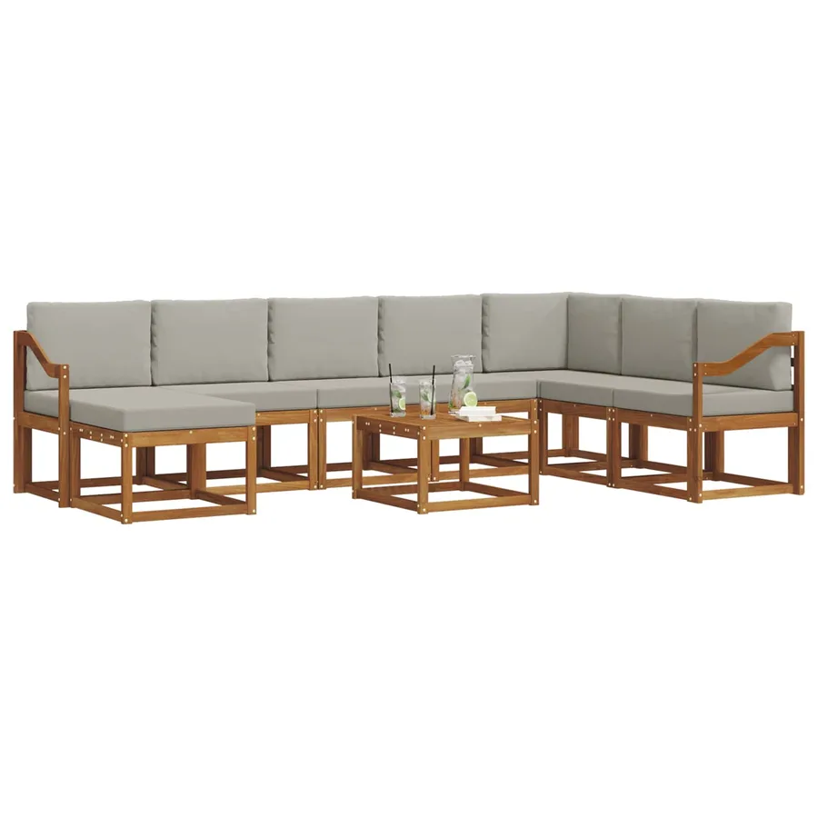 Ensemble de canapés d'extérieur 9 pcs Gris Naturel et Clair - 3