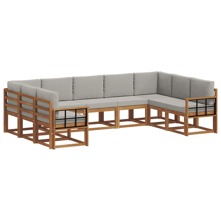 Ensemble de canapés d'extérieur 9 pcs Gris Naturel et Clair - 2