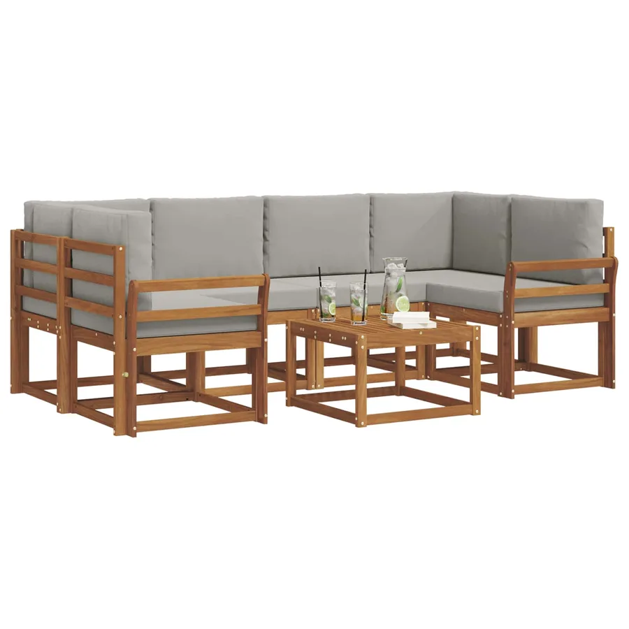 Ensemble de canapés d'extérieur 7 pcs Gris Naturel et Clair - 3