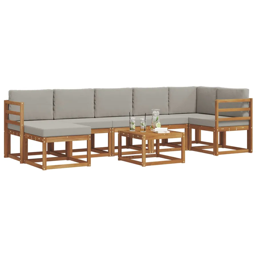 Ensemble de canapés d'extérieur 8 pcs Gris Naturel et Clair - 3