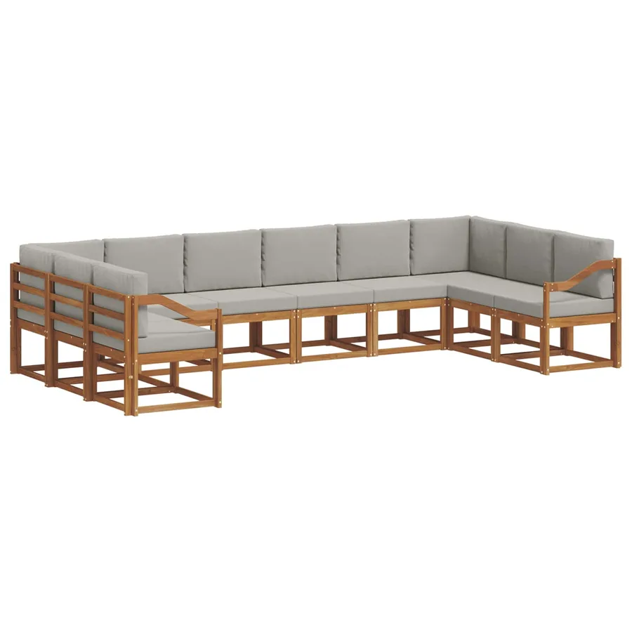 Ensemble de canapés d'extérieur 10 pcs Gris Naturel et Clair - 2