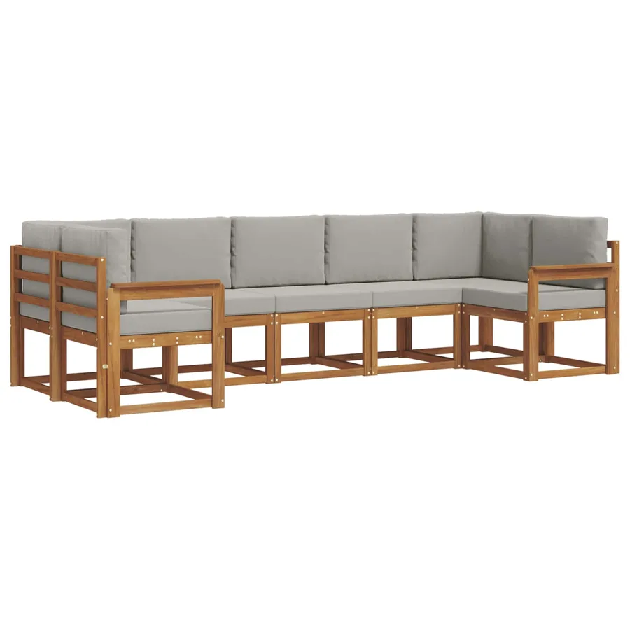 Ensemble de canapés d'extérieur 7 pc Naturel et gris clair - 2