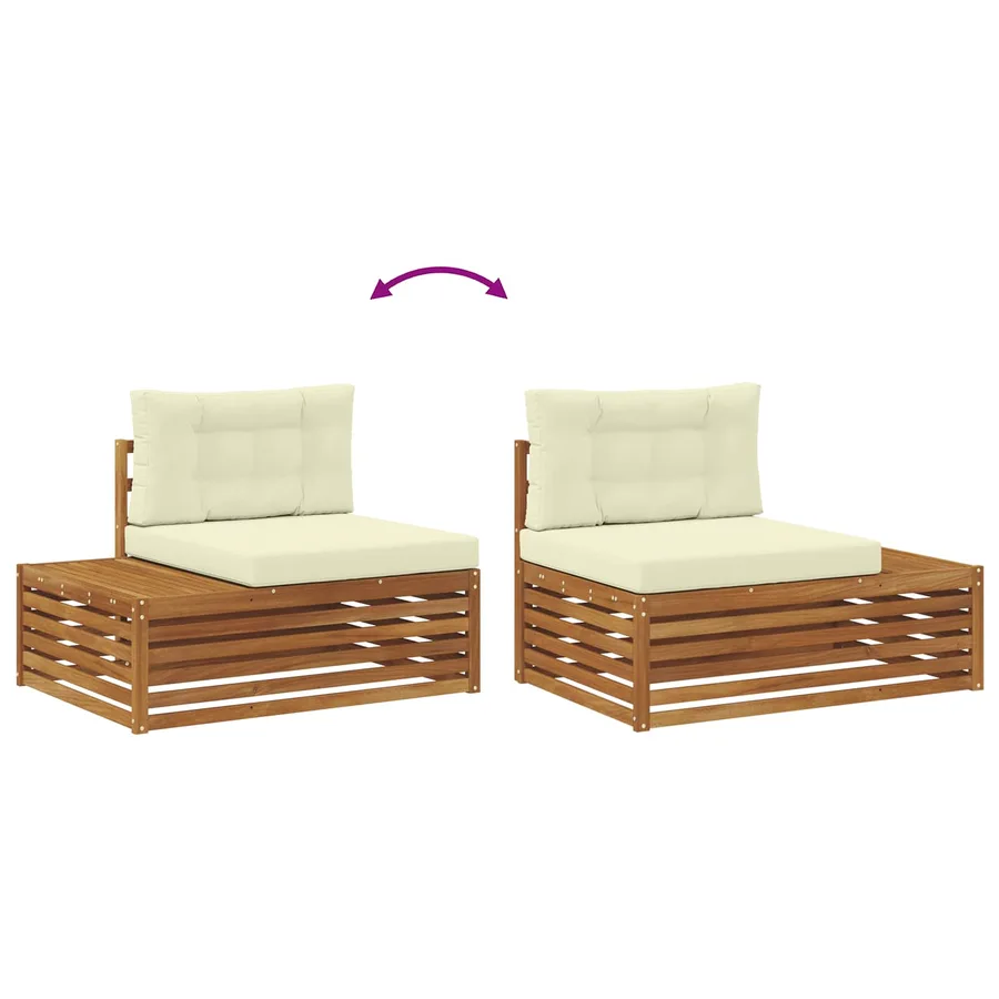 Ensemble de canapés d'extérieur avec coussin Naturel et Crème - 7