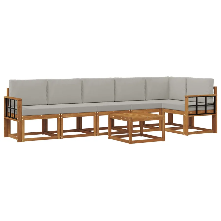 Ensemble de canapés d'extérieur 7 pcs Gris Naturel et Clair - 2