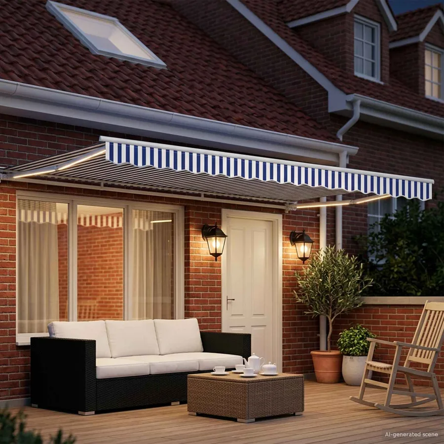 Auvent rétractable électrique Bleu et Blanc 4 x 2 m - 3