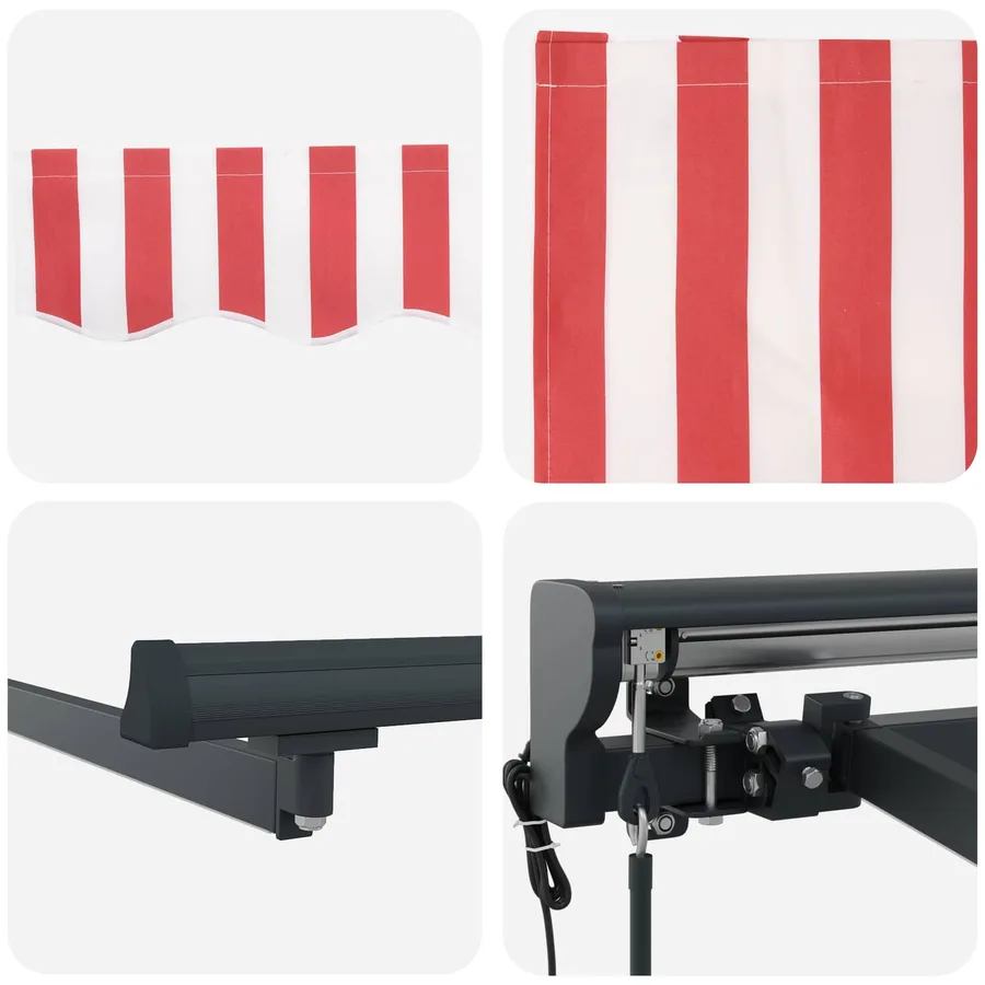 Auvent rétractable électrique Rouge, Blanc, Anthracite 4 x 2 m - 9
