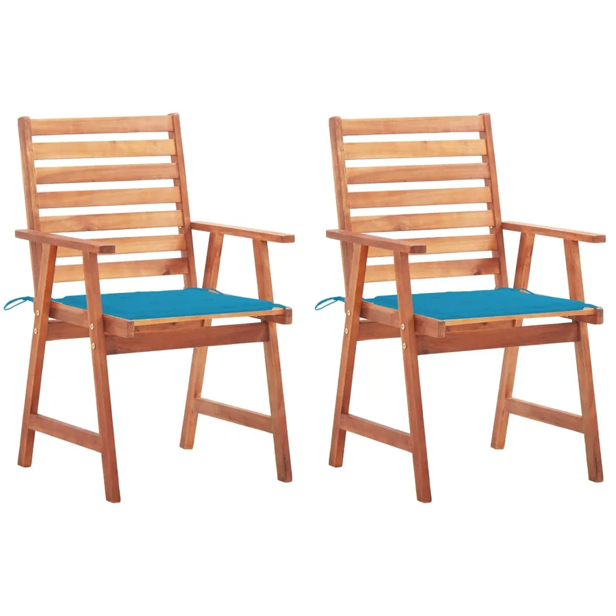 Outdoor dining chairs set of 2 and cushions Solid acacia
