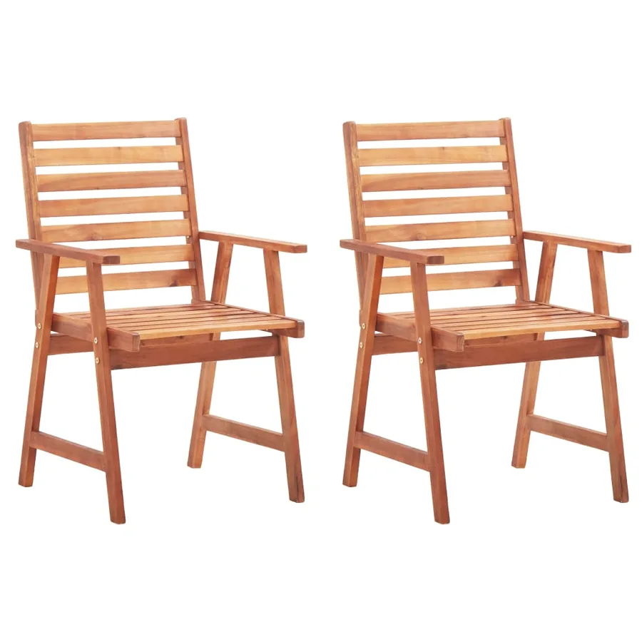 Chaises à manger d'extérieur lot de 2 et coussins Acacia massif - 2