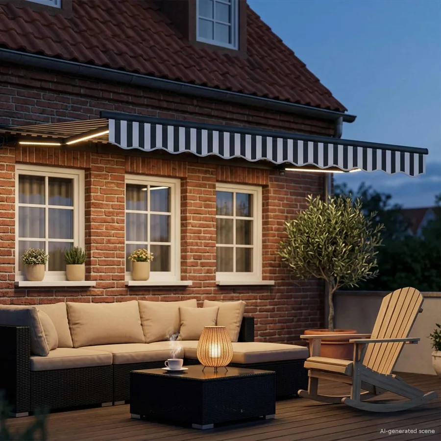 Auvent rétractable électrique Anthracite et blanc 3,5 x 2,5 m - 3