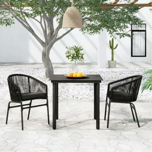 Ensemble à manger de jardin 3 pcs Noir