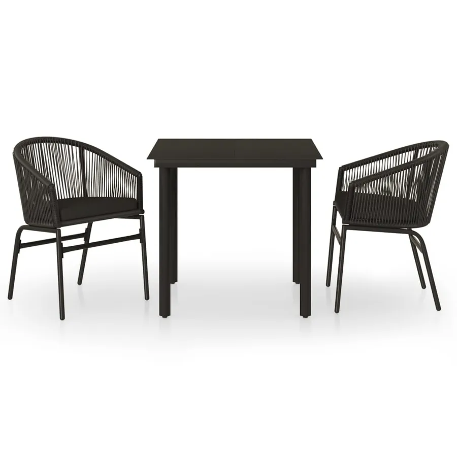 Ensemble à manger de jardin 3 pcs Noir - 2