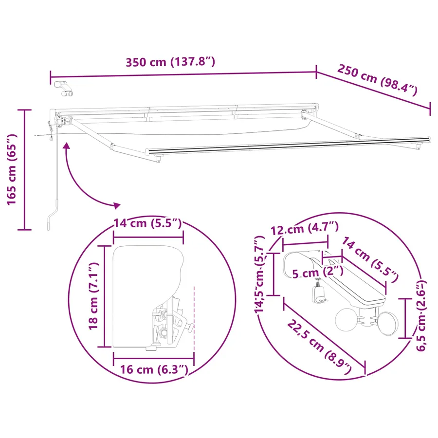 Auvent rétractable électrique 3,5 x 2,5 m - 15