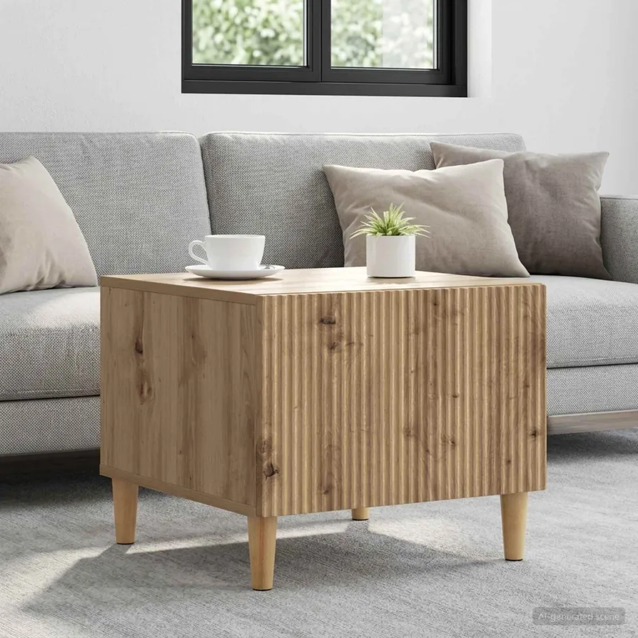 Table basse Chêne artisanal 49 x 50 x 40 cm Bois d'ingénierie