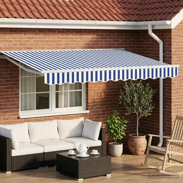 Auvent rétractable électrique Bleu et Blanc 3 x 2,5 m