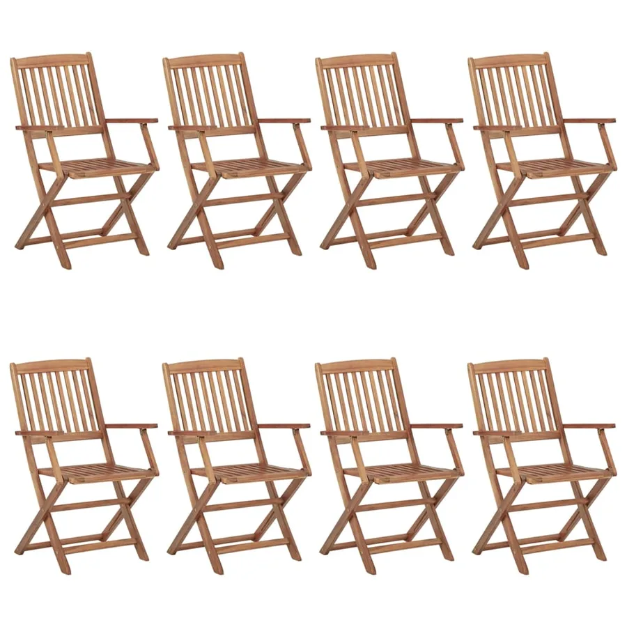 Chaises pliables de jardin lot de 8 avec coussins Bois d'acacia - 2