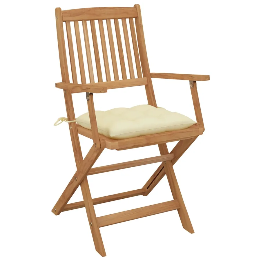 Garden folding chairs set of 8 with cushions Acacia wood - 3