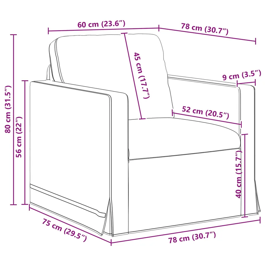 Canapé Rose 78 x 78 x 80 cm Velours - 9