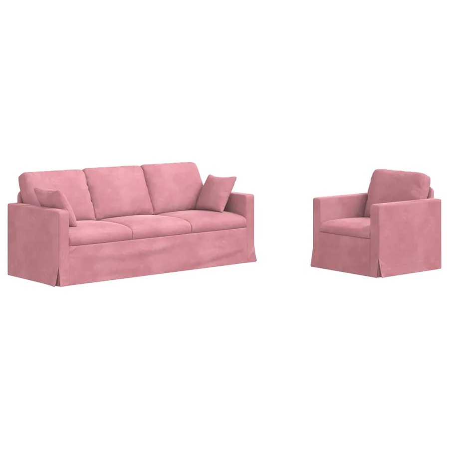 Ensemble de Canapés 2 pcs Rose 198 x 78 x 80 cm Velours - 2