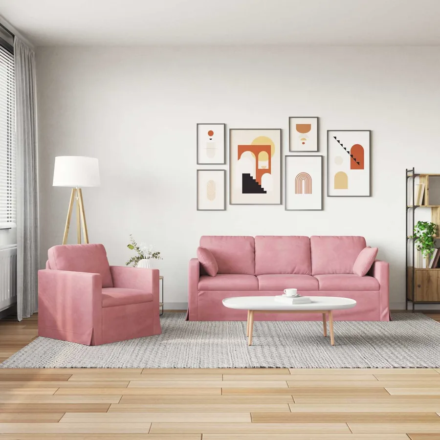 Ensemble de Canapés 2 pcs Rose 198 x 78 x 80 cm Velours - 3
