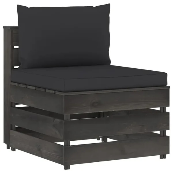 Canapé central sectionnel avec coussins Bois imprégné de gris