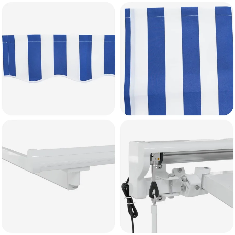 Auvent rétractable électrique Bleu et Blanc 4 × 3 m - 9
