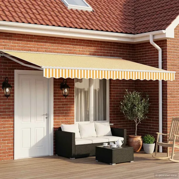 Auvent rétractable électrique Jaune et blanc 4 × 3 m