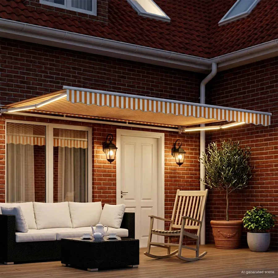 Auvent rétractable électrique Jaune et blanc 4 × 3 m - 3