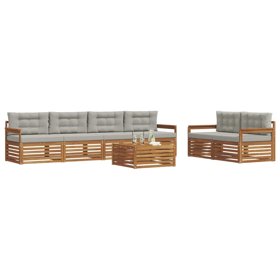 Ensemble de canapés d'extérieur 7 pcs Gris Naturel et Clair - 3