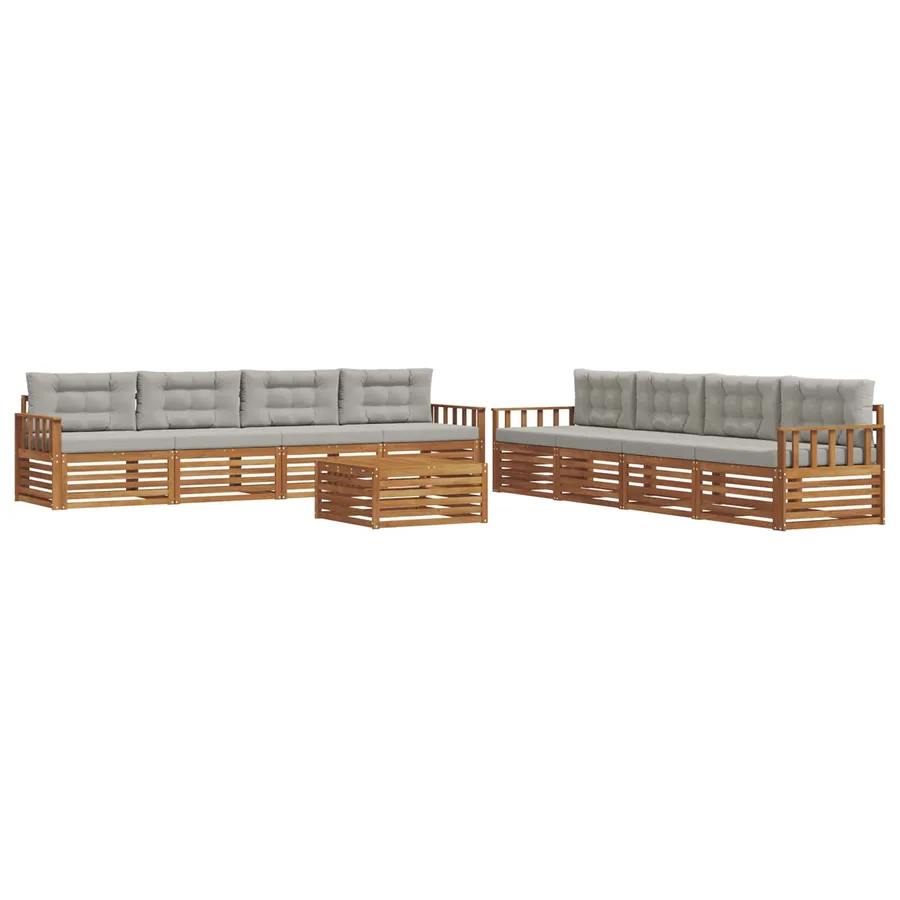 Ensemble de canapés d'extérieur 9 pcs Gris Naturel et Clair - 2