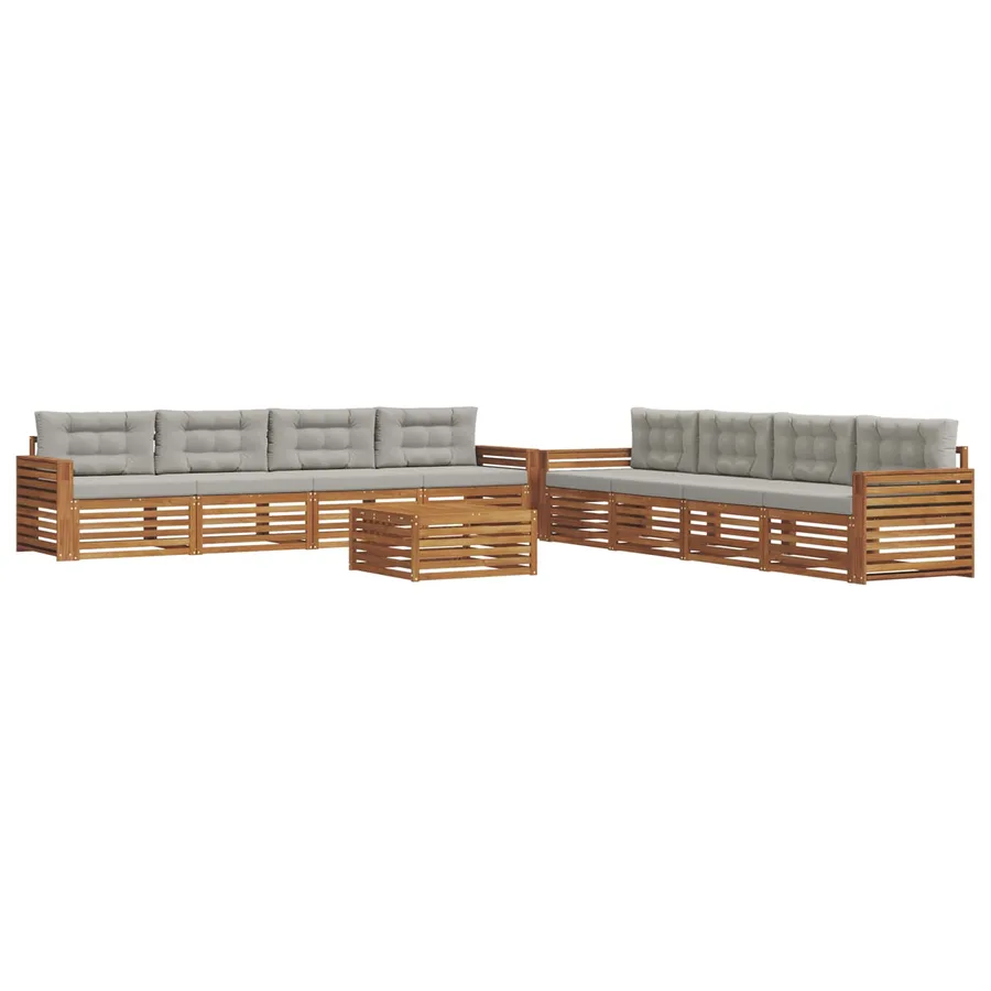 Ensemble de canapés d'extérieur 9 pcs Gris Naturel et Clair - 2