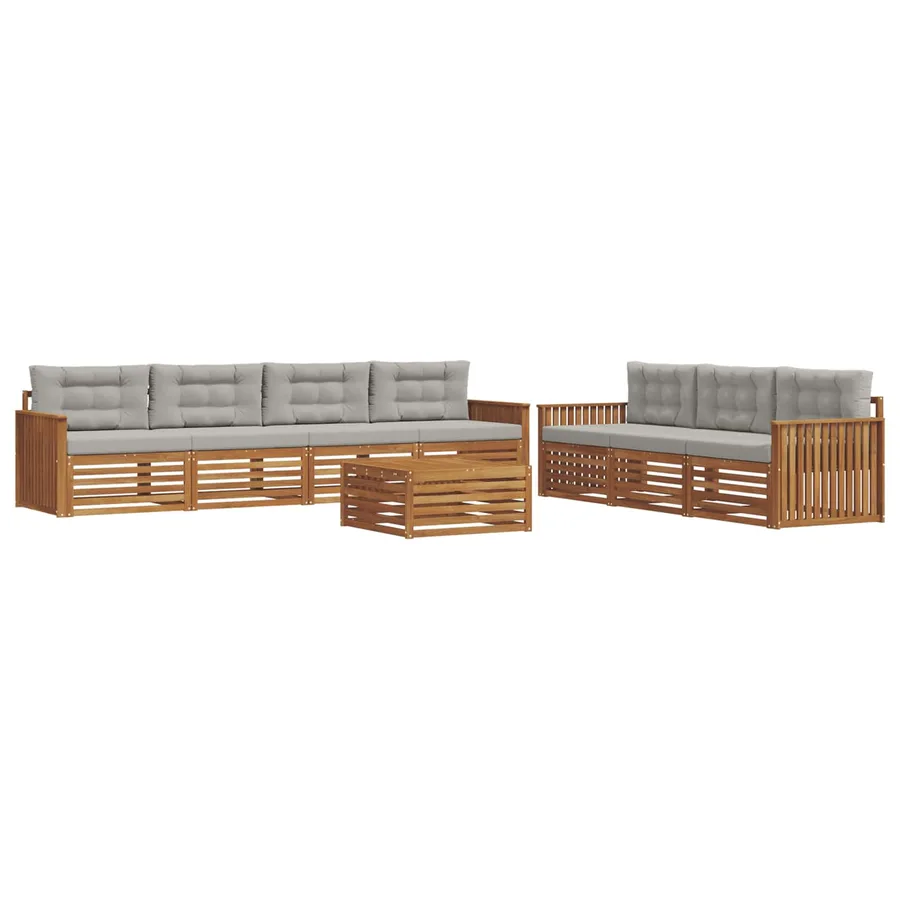 Ensemble de canapés d'extérieur 8 pcs Gris Naturel et Clair - 2