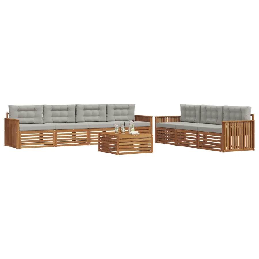 Ensemble de canapés d'extérieur 8 pcs Gris Naturel et Clair - 3