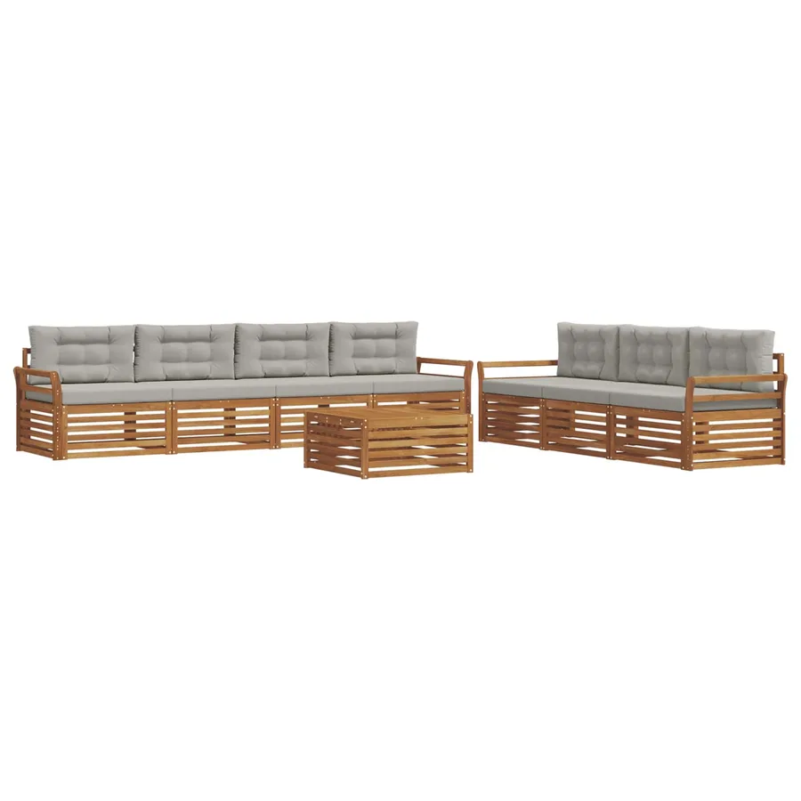 Ensemble de canapés d'extérieur 8 pcs Gris Naturel et Clair - 2