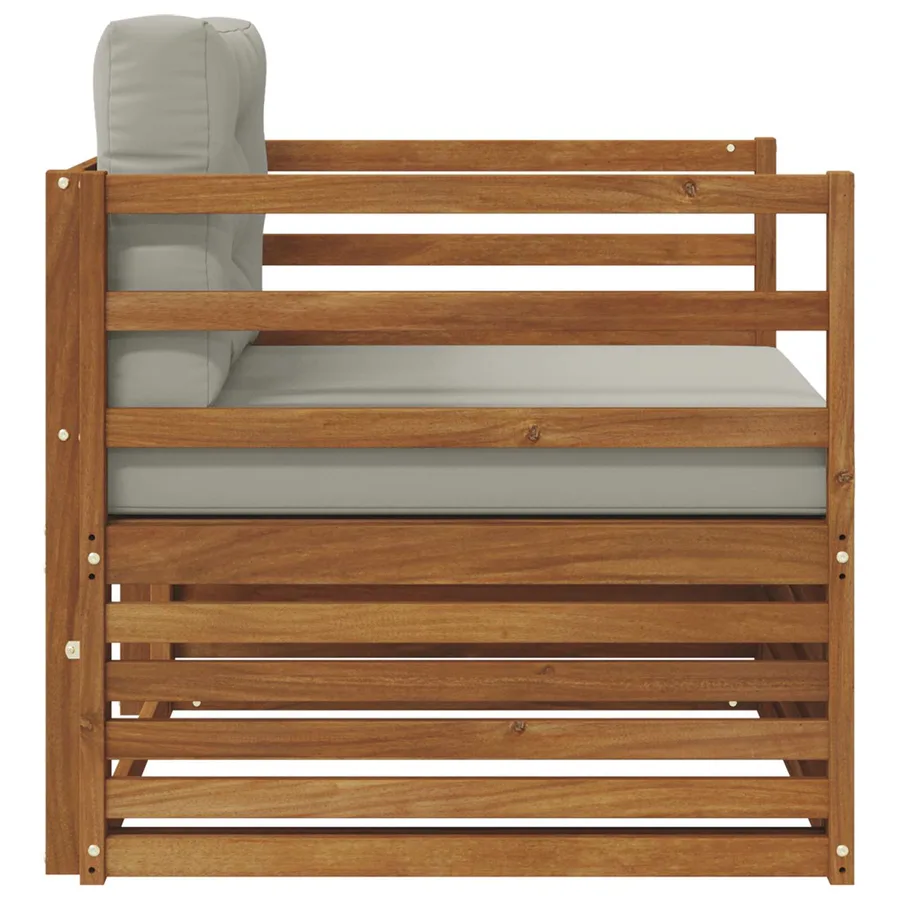 Canapé d’extérieur Bois d'acacia massif et polyester - 4