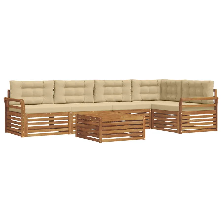 Ensemble de canapés d'extérieur 6 pcs Naturel et Beige - 2