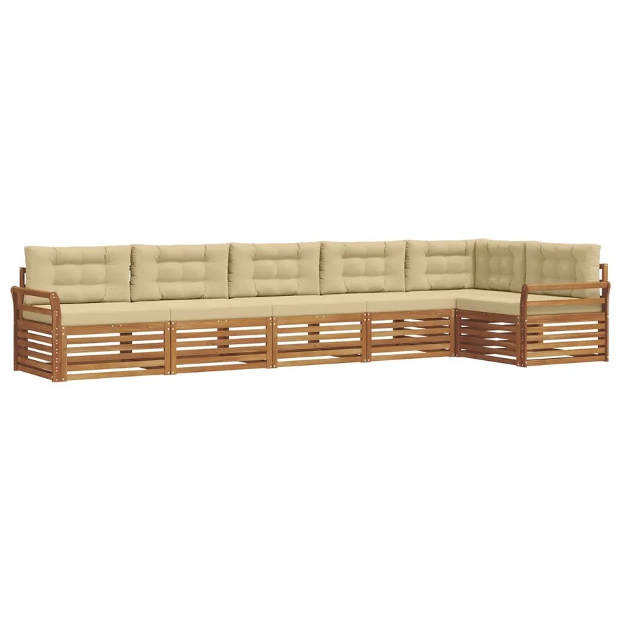 Ensemble de canapés d'extérieur 6 pcs Naturel et Beige - 2