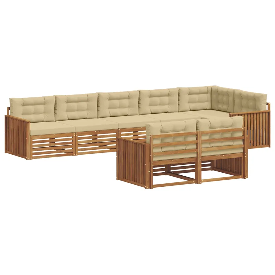 Ensemble de canapés d'extérieur 8 pcs Naturel et Beige - 2