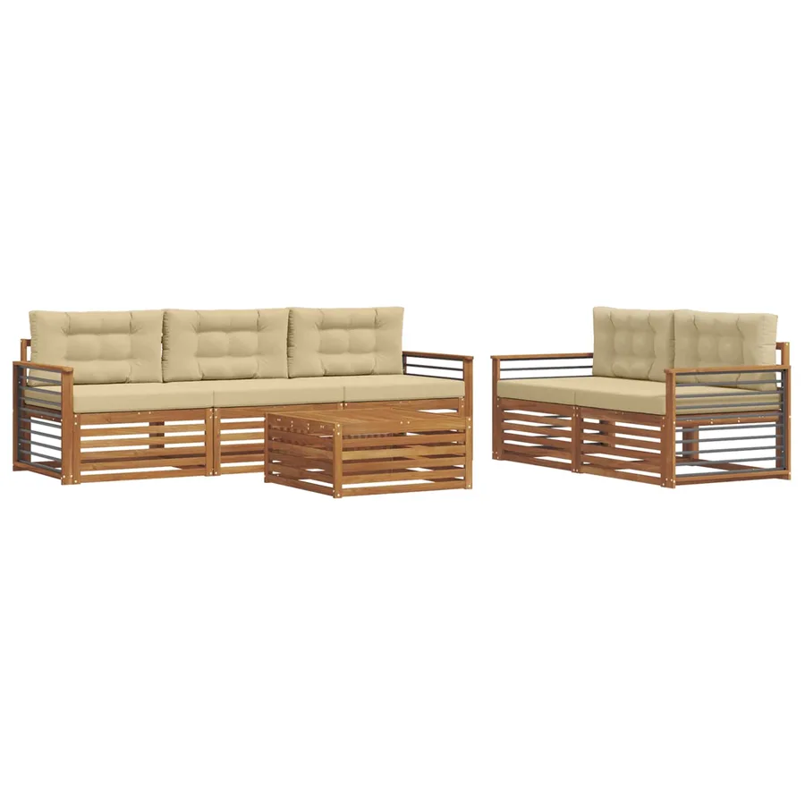 Ensemble de canapés d'extérieur 6 pcs Naturel et Beige - 2