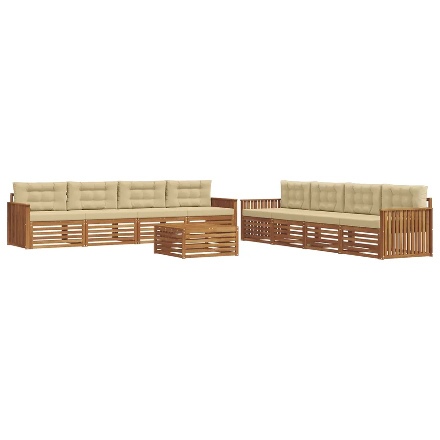 Ensemble de canapés d'extérieur 9 pcs Naturel et Beige - 2