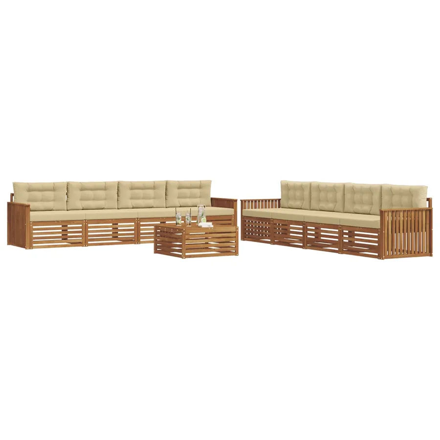 Ensemble de canapés d'extérieur 9 pcs Naturel et Beige - 3